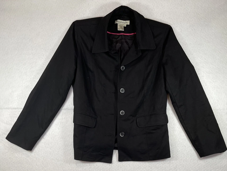 Blazer chaqueta de traje para mujer David Brooks mediana de lana negra de carrera. M Foto 1 de 4