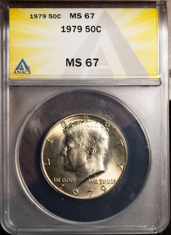 1979 50c Clad John F Kennedy Half MS 67 ANACS # 7351675 + Bonus Cover