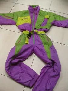 TRAJE ESQUÍ RETRO VINTAGE 6 8 80s 90s niñas niños 13 14 años brillante verde AMICI - Imagen 1 de 6
