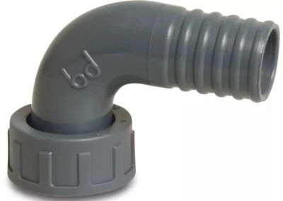 BEVO 2/3 PP Winkelschlauchtülle, Tülle mit Innengewinde, Überwurfmutter und Dichtung