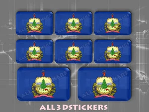 8 x 3D Stickers Resin Domed Flag Vermont - USA Adhesive Decal Vinyl - Imagen 1 de 1