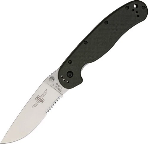 Ontario RAT-1 Knife ON8849 5" closed linerlock. Partially serrated, satin finish - Image 1 of 1