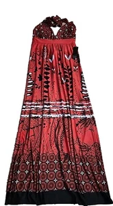 Alyn Paige New York V-Neck Rope Straps Floral Brown Maxi Boho Bohemian Dress - Picture 1 of 16