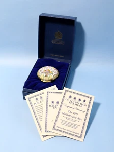 Boxed 1995 Mother's Day Basket HALCYON DAYS Enamel Trinket Box & Paperwork #HD10 - Picture 1 of 7