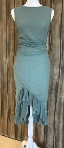 Forest Fairy Dress Ruched Asymmetric Ruffle Hem Romantic Grunge 90s Y2K Size S - Picture 1 of 12