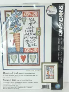 Counted Cross Stitch Kit 35189 Dimensions Heart & Soul 9" X 13" Flowers Blue - Picture 1 of 6