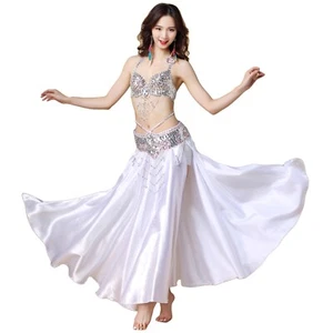 Nuevo Conjunto de Disfraz de Danza del Vientre Sujetador y Cinturón Bufanda de Cadera y Bailarina Falda Satinada Vestido - Imagen 1 de 14