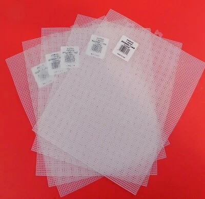 Lot Of 5~Darice~Plastic Canvas~7 Mesh~Clear~10 1/2" x 13 1/2"~# 33900-1JAS~USA - Image 1 of 3