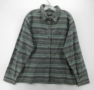 Woolrich Top Women XL Green Southwestern Flannel Shirt Button Up Field Shacket - Picture 1 of 11
