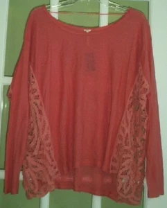 FREE PEOPLE DARK CORAL HÄKELSPITZE SEITEN TOP SHIRT DAMEN MEDIUM NEU - Bild 1 von 2