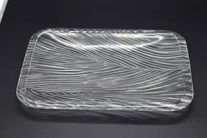 Emanuel Ungaro Sasaki Crystal Rectangular Textured Serving Tray Platter 14.5"x10 - Picture 1 of 7