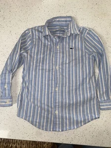 VINEYARD VINES Boys Blue Oxford Pinstripe Easter Button Front Shirt SIZE 4 - Picture 1 of 11