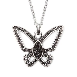 Charm Schmetterling Halskette Anhänger Halskette mit Jet / Zirkonia von Controse - Bild 1 von 7