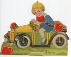 1930 années 1932 Rich Kid AUTOMOBILE Carte Valentine Mécanique VINTAGE Original ANCIEN