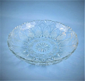 GL004- KIG Clear Cut Glass Crystal Large Salad Bowl 11 3/4" Vintage - Picture 1 of 4