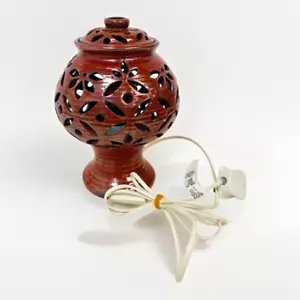 THE HUDSON POTTERIES PIERCED TABLE LAMP - BROWN (10) - Picture 1 of 6
