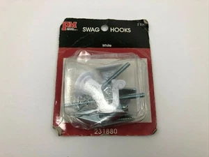 Swag Hooks Plant Hanger Hooks White Popular Mechanics NOS Vintage Pack Of 2 - Picture 1 of 10