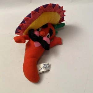 Peluche sombrero vintage grande giocattolo americano peperoncino rosso messicano 10” jalapeño - Foto 1 di 9