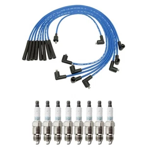 NGK Wire Set & Denso 8 Iridium TT Spark Plugs Kit for Cougar Custom Mustang V8 - Picture 1 of 1