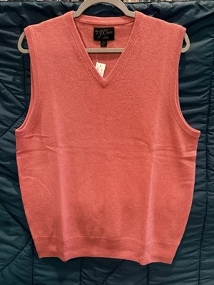 Men's J. Crew 100% Cashmere Sweater Vest-MED-Coral-NWT - Image 1 of 3