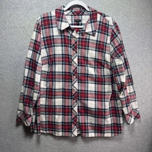 Top Talbots Plus Mujer 2X Cuadros Metálico Hilo Dorado Botón Vacaciones Navidad - Imagen 1 de 8