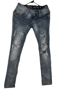 Pantalones de mezclilla para mujer Rock Revival talla 25 Jacklyn agujeros rectos desgastados - Imagen 1 de 14