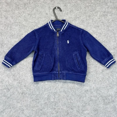 Polo Ralph Lauren Towelling Jacket Baby Age 12 Months blue white Pre Loved - Image 1 of 4