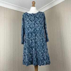 Fat Face Teal Ikat Print 3/4 Sleeve Tunic Dress UK 14R Boho Hippie Festival - Picture 1 of 17