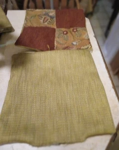 Pair of Burgundy Gold Patchwork Print Pillows  17 x 17 - Picture 1 of 3