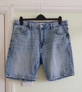 SIZE EUR 46 (UK 14) WOMENS ZARA BLUE DENIM SHORTS HOLIDAY SUMMER - Picture 1 of 14