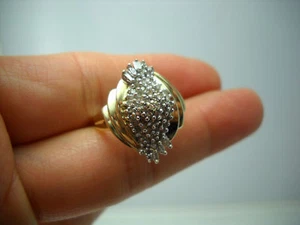 10K 2TONE LADIES DIAMOND CLUSTER RING B37154-1 - Picture 1 of 4
