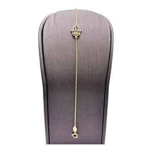 9ct 9K Yellow Gold Hamsa Hand Fine Cable Link Bracelet 1.02 Grams 18cm. New - Picture 1 of 9