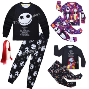 Kids Girls Boys Nightmare Before Christmas Pyjamas Nightwear Tops Pants PJs Sets - Picture 1 of 22