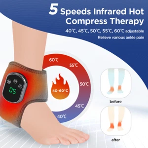 Electric Foot Ankle Vibration Massager Pain Relief infrared Hot Compress Therapy - Picture 1 of 16