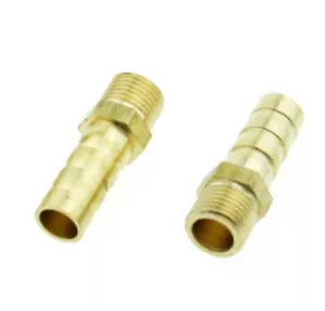 10mm Hose Barb Tail To 1/4" BSP Male Thread Straight Brass Connector Fitting UK - Picture 1 of 2