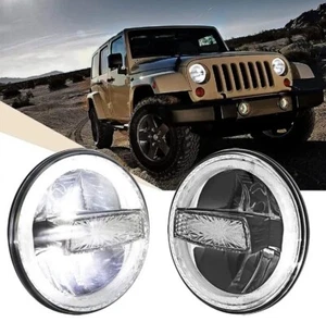 2 PC 7 Inch LED Headlights For 2007-2017 Jeep Wrangler Halo Round Low High Beam - Bild 1 von 6