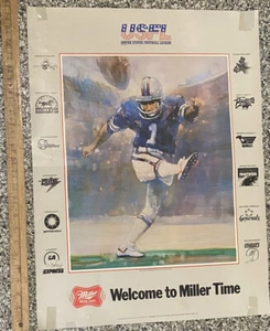 Vintage 1983 USFL Welcome To Miller Time 25” x 19” Poster w/ All 12 Teams RARE - Picture 1 of 2