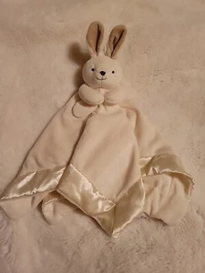 18" RARE Easter Bunny Crinkle Ears Lovey Security Blanket Cream And Satin Plush - Picture 1 of 8