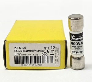 Cooper Bussmann KTK-25 Fusibili Limitron - Scatola da 10 ~ NUOVI - Foto 1 di 1