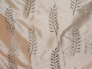 Highland Court "Embroidered Tree Branches", 100% Silk, remnant, color gold/green - Picture 1 of 2