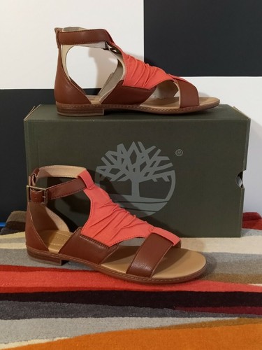 Timberland cherry brook sandali donna rosso chiaro pelle pieno fiore us 8 5