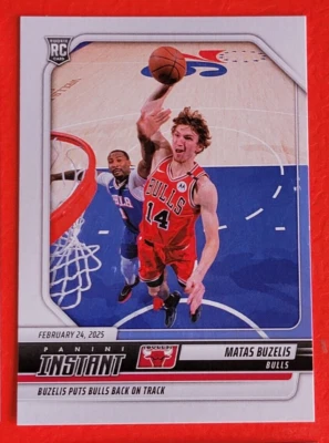 MATAS BUZELIS ROOKIE CARD #d1/94 BACK ON 2024 PANINI INSTANT CHICAGO BULLS RC - Image 1 of 2