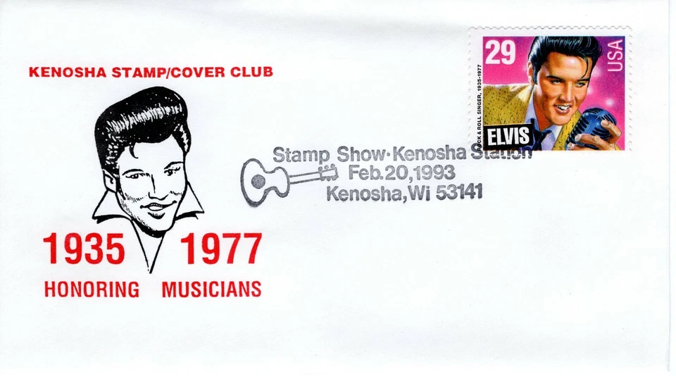 HONORING MUSICIANS, ELVIS,  KENOSHA, WI 1993 FDC9530 - Image 1 of 1