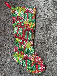 NEW Uniq Lg 18 in Handmade Quilted Christmas Stocking Xmas Presents - Picture 1 of 3