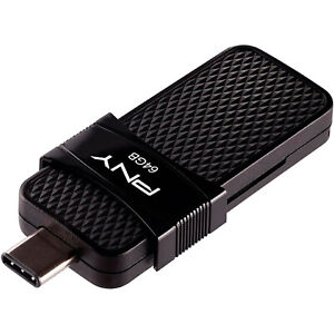 Unidad flash PNY Duo Link OTG USB 3.1 tipo C de 64 GB negro