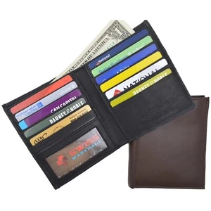Swiss Marshal Men's Soft Leather Bifold Wallet Slim Hipster Credit Card & ID New - Picture 1 of 3