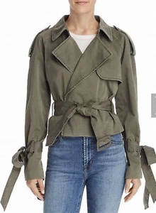 Gabardina corta con cinturón ANINE BING Aria en verde militar talla pequeña militar de lujo - Imagen 1 de 18