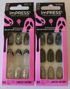 Kiss Impress Press-On Medium Jump Scare & Bewitching 30 Nails each set ~ NEW - Picture 1 of 9