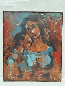 GASTON G. PIERRE OIL PAINTING YOUNG MOTHER WITH BOY CHILD MID 20TH C RESTORATION - Picture 1 of 22