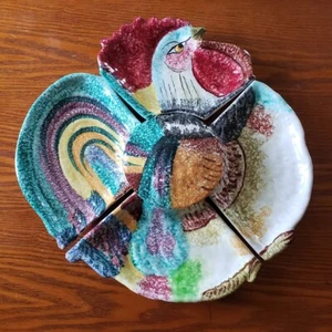 Majolika Kunstkeramik Hahn Gemüse Lazy Susan Wurstwaren Made Italy 354/904 - Bild 1 von 10